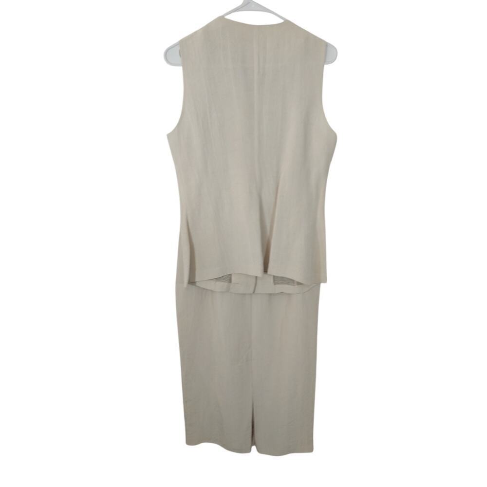 DESIGN TODAYS! RICH CREAM CRINKLE FINISH 3PC VEST, SKIRT & JACKET SUIT SET! SZ M - Picture 13 of 16